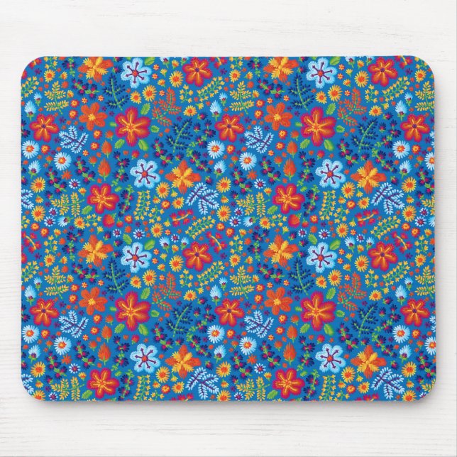 Floral Embroidery Pattern Mouse Mat (Front)