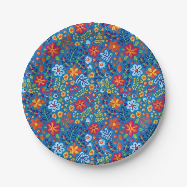 Floral Embroidery Pattern Paper Plate (Front)