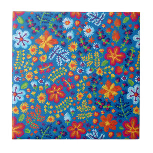 Floral Embroidery Pattern Tile