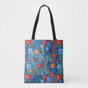 Floral Embroidery Pattern Tote Bag