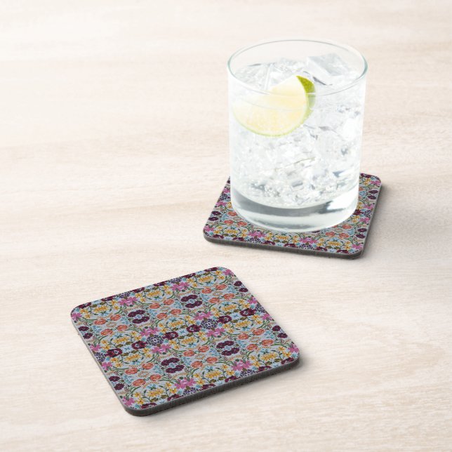 Floral Embroidery Pattern with Beautiful Flowers   Coaster (Right Side)
