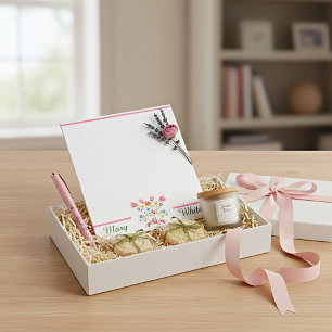 Floral embroidery personalised notepad