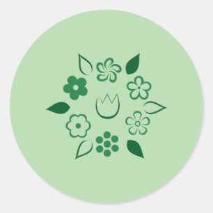 Floral Emerald Forest Green Spring Flower Classic Round Sticker
