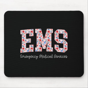 Floral Ems Emergency Medical Services Emt Wildflow Mouse Mat