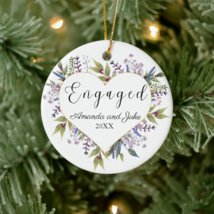 Floral Engaged  Ceramic Tree Decoration