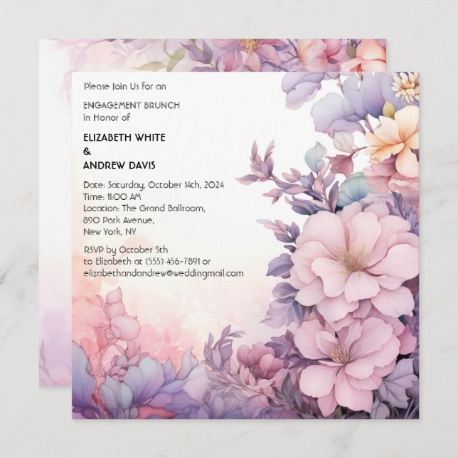 Floral Engagement Brunch  Invitation (Front/Back)