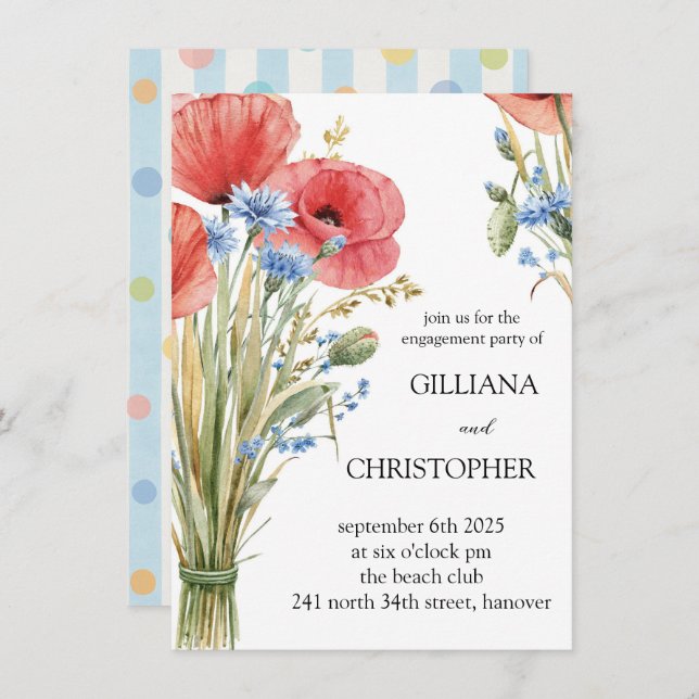 Floral Engagement Party Invitation (Front/Back)