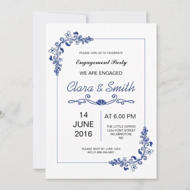 Floral Engagement Party Invitation (Front)