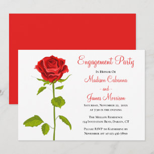 Floral Engagement Party Red Rose Wedding Flowers Invitation
