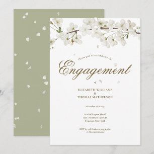 Floral Engagement Party White Blossom Invitation