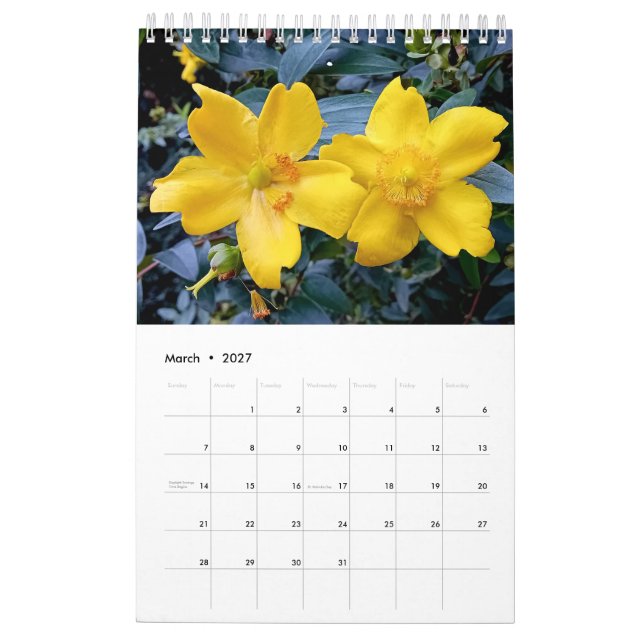 Floral England Calendar (Mar 2027)