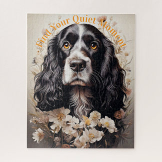 Floral English Springer Spaniel Quiet Moment Jigsaw Puzzle
