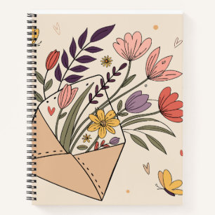 Floral Envelope with Spring Flowers & Butterflies  Notebook