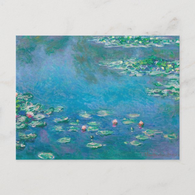 Floral Ephemera Decoupage Monet Water Lilies Postcard (Front)