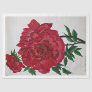 Floral Ephemera Decoupage Red Pink Rose Flowers Tissue Paper