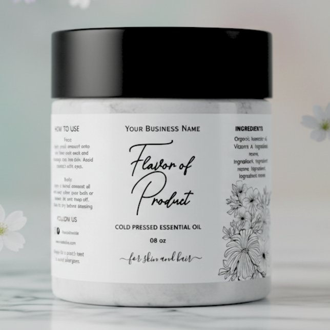 Floral Essential Oil Bottle Label (Creator Uploaded)