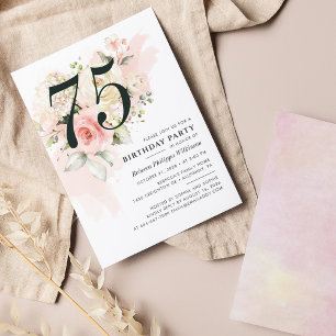 Floral Eucalyptus 75th Birthday Invitation