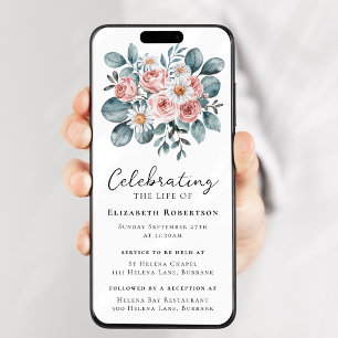 Floral Eucalyptus Boho Funeral Digital Evite Invitation