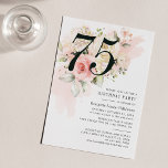 Floral Eucalyptus Foliage Pink 75th Birthday Party Invitation<br><div class="desc">Cute and modern, yet elegant 75th birthday party invitations. Featuring a trendy layout and watercolor floral and greenery eucalyptus and pink blush. Perfect for any age birthday party invitation. The template that can be easily edited and the text replaced with your own details by clicking the "Personalise" button. For further...</div>