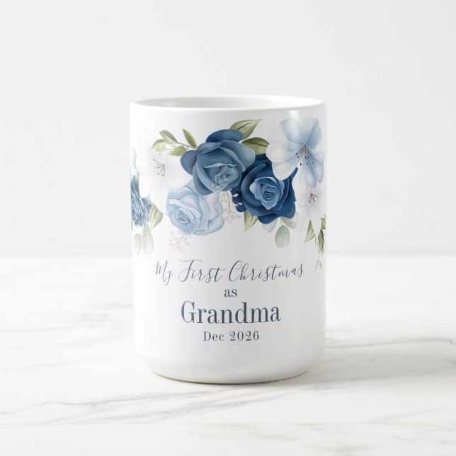 Floral Eucalyptus Grandparents 1st Christmas Coffee Mug (Center)