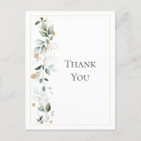 Floral Eucalyptus Greenery Gold Wedding Thank You