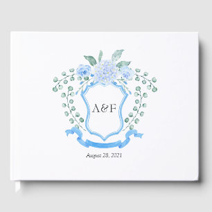 Floral Eucalyptus Monogram Crest Wedding Crest Guest Book