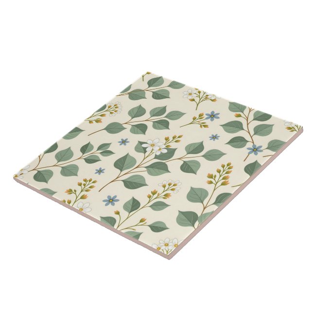 Floral eucalyptus seamless pattern tile (Side)