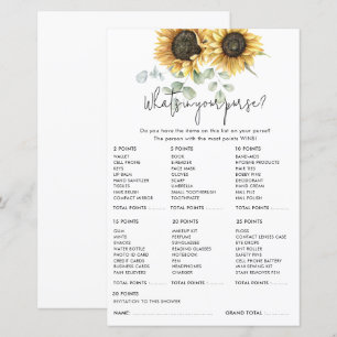 Floral Eucalyptus Sunflower Bridal Shower Game