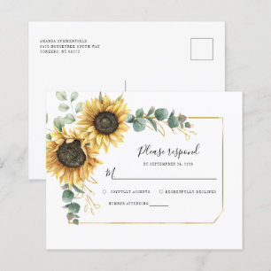 Floral Eucalyptus Sunflower Enclosure RSVP Card