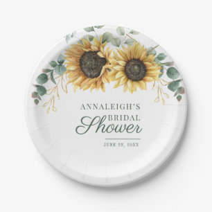 Floral Eucalyptus Sunflower Greenery Bridal Shower Paper Plate