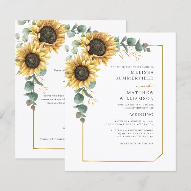 Floral Eucalyptus Sunflower Wedding All-in-One (Front/Back)