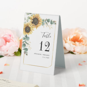 Floral Eucalyptus Sunflower Wedding Seat Number