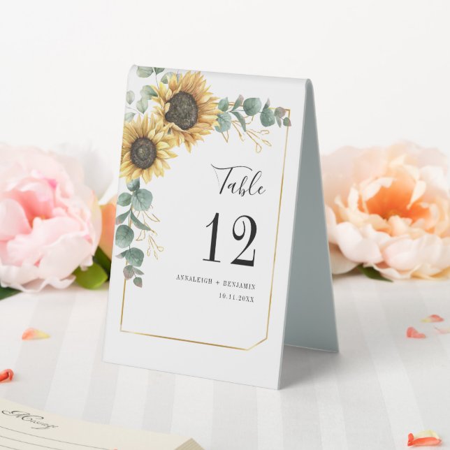 Floral Eucalyptus Sunflower Wedding Seat Number (In SItu (Wedding))
