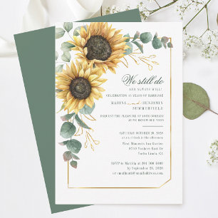 Floral Eucalyptus Sunflower Wedding Vow Renewal Invitation