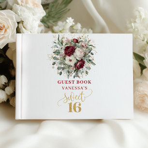 Floral Eucalyptus Sweet 16 Guest Book Sign