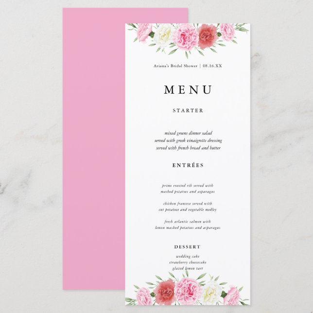 Floral Eucalyptus Wedding Menu Cards (Front/Back)