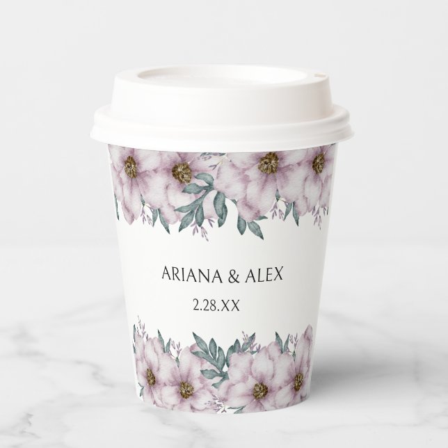 Floral Eucalyptus Wedding Paper Cup (Front)