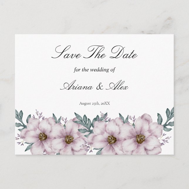 Floral Eucalyptus Wedding  Save The Date Postcard (Front)