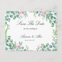 Floral Eucalyptus Wedding  Save The Date