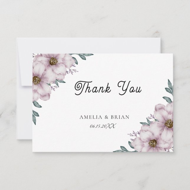 Floral Eucalyptus Wedding Thank You Card (Front)