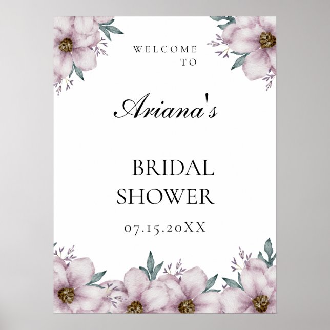 Floral Eucalyptus Wedding Welcome Sing Poster (Front)