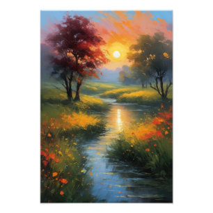 Floral Euphony, Sunset River Photo Print