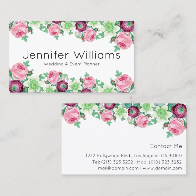 Floral Event Planner Business Card (Front/Back)