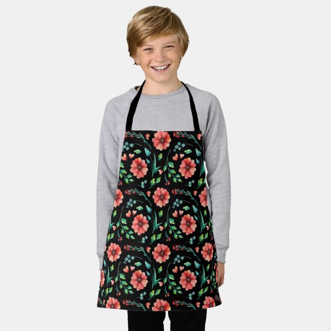 Floral Exotic Flowers and leaves Pattern-45654 Apron (Worn)