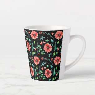 Floral Exotic Flowers and leaves Pattern-45654 Latte Mug