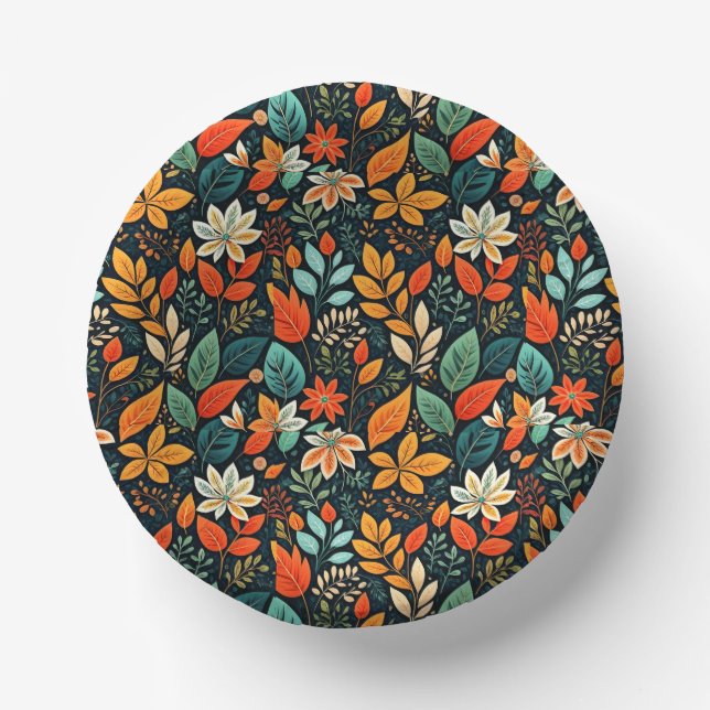 Floral Exotic Flowers Pattern-24193 Paper Plate (Front)