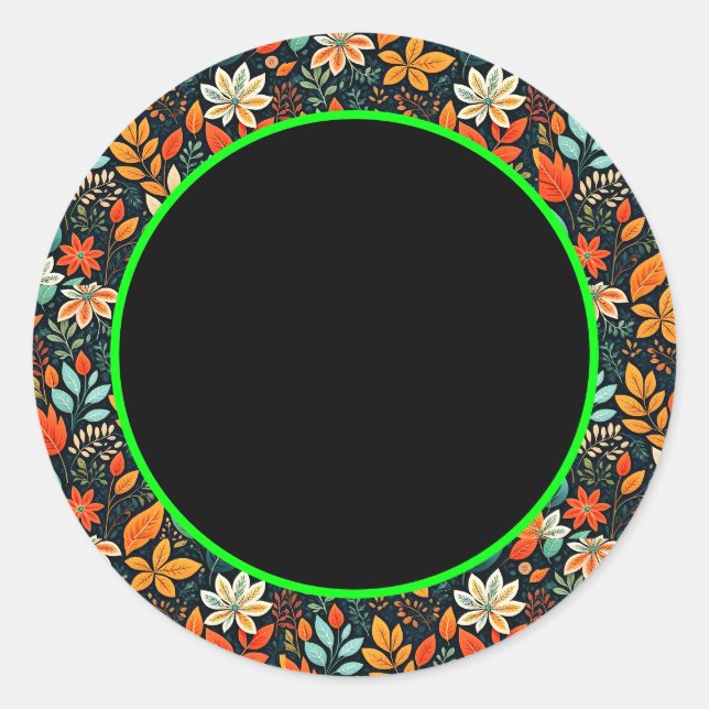 Floral Exotic Flowers Pattern Classic Round Sticker (Front)