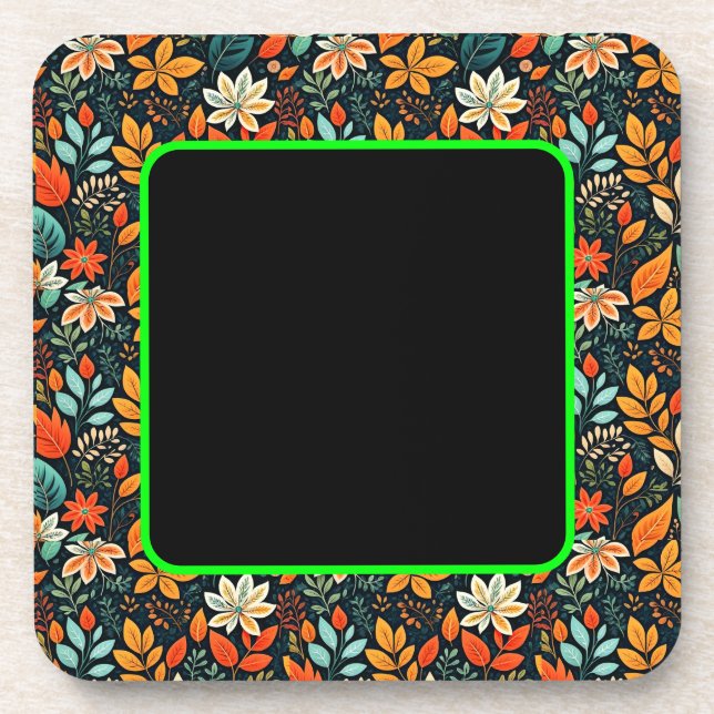 Floral Exotic Flowers Pattern Coaster (Front)