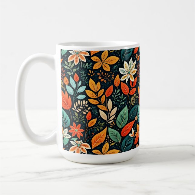 Floral Exotic Flowers Pattern Coffee Mug (Left)