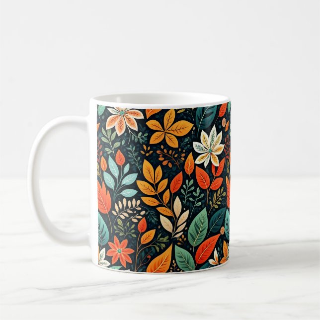 Floral Exotic Flowers Pattern Coffee Mug (Left)